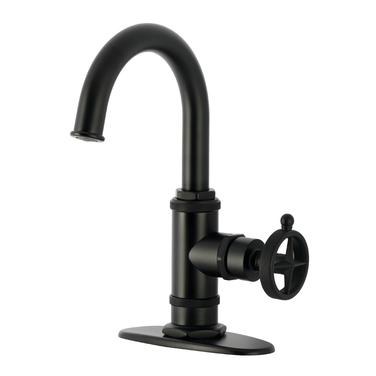 Kingston Sona KSD2210RNK - Levante One-Handle 1-Hole Bathroom Faucet with Deck Plate and Push Pop-Up Drain, Matte Black — image 1